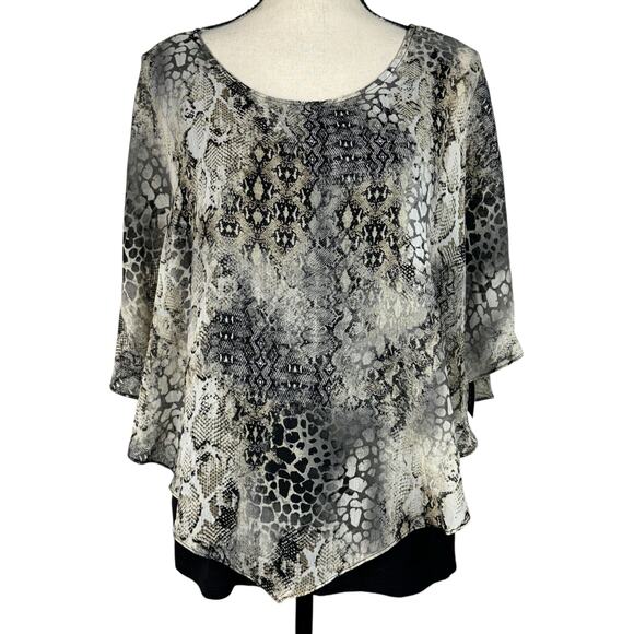 Alyx Medium Top Snake Print Cape Overlay Stretch Round Neck Sleeveless Multi New - Picture 1 of 10
